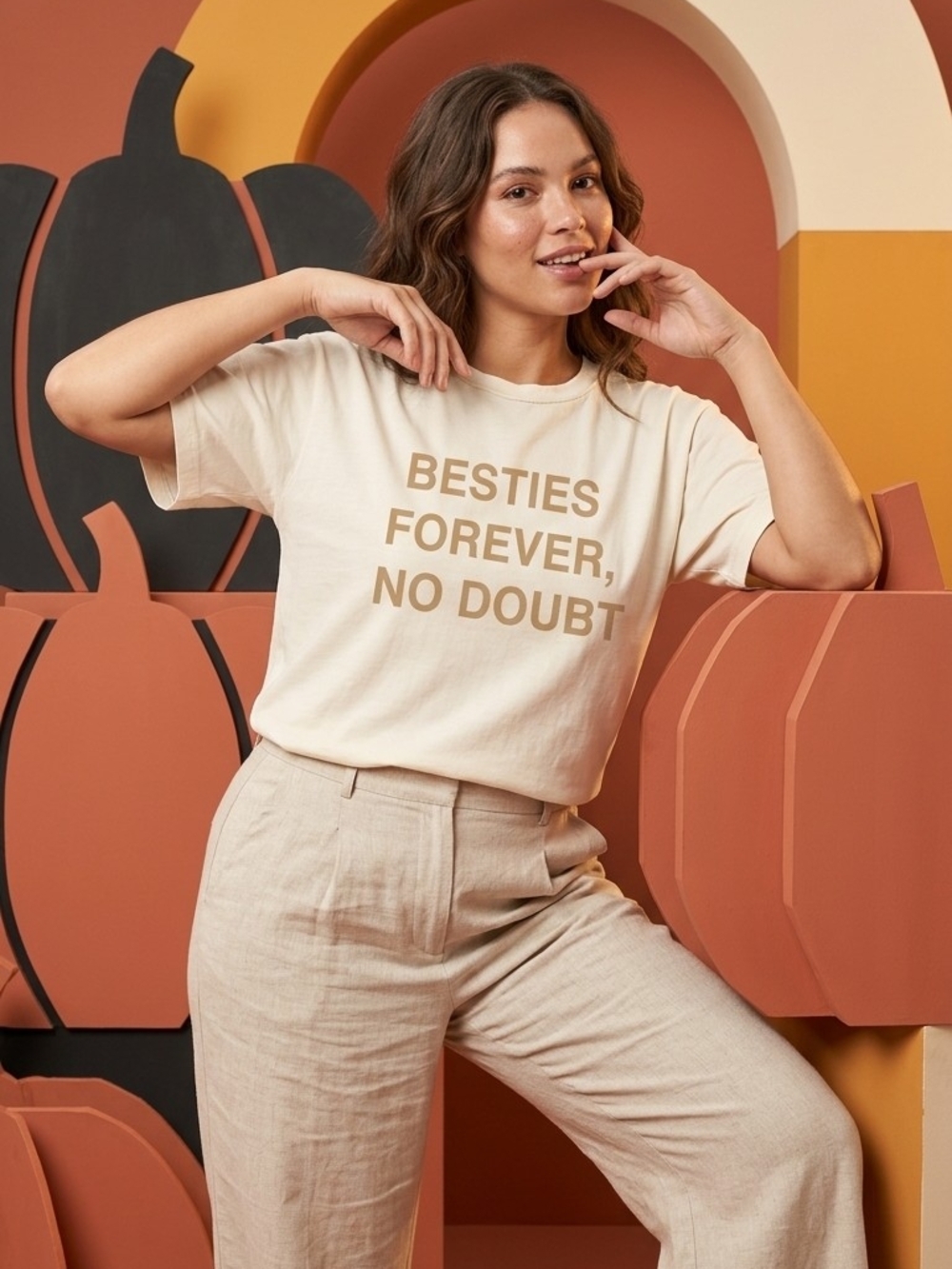 Meme Cream Graphic Tee with Beige Text